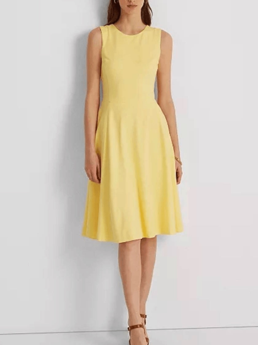 NWT Lauren Ralph Lauren Jersey Stretch Dress Butter Yellow Size 10 Sheath $125